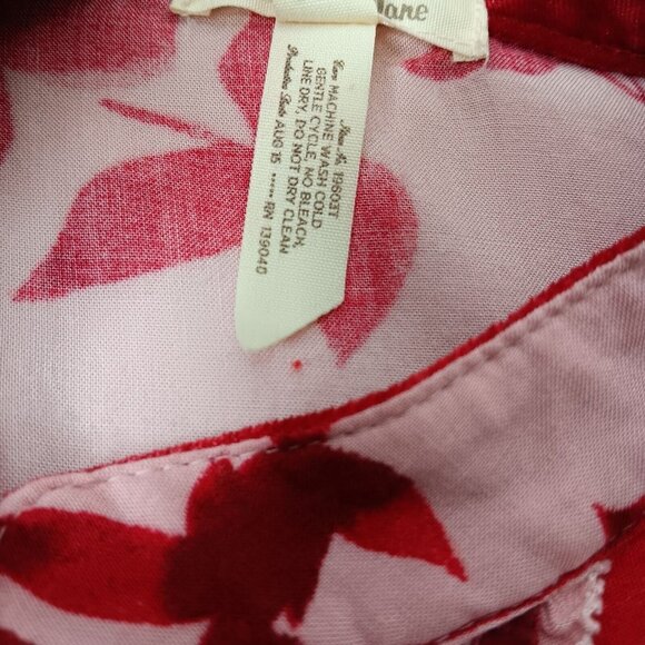 Matilda Jane XS Blouse Pink Floral Rayon Button Up Tie Neck Ruffled Long Sleeve - Picture 12 of 12